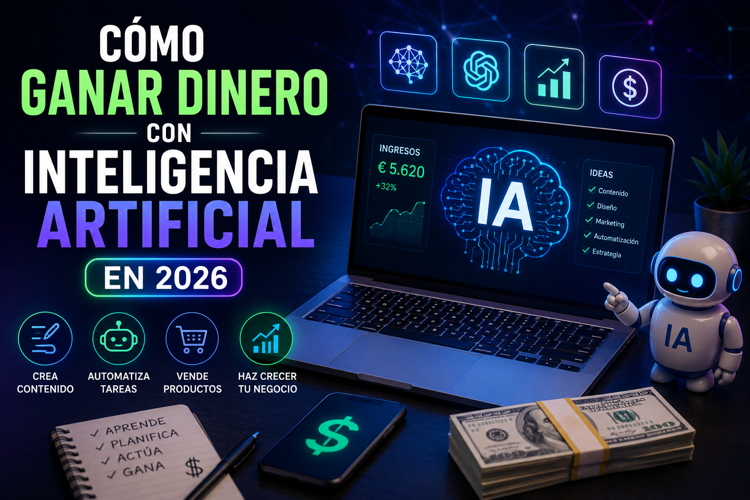 Cómo ganar dinero con inteligencia artificial en 2026