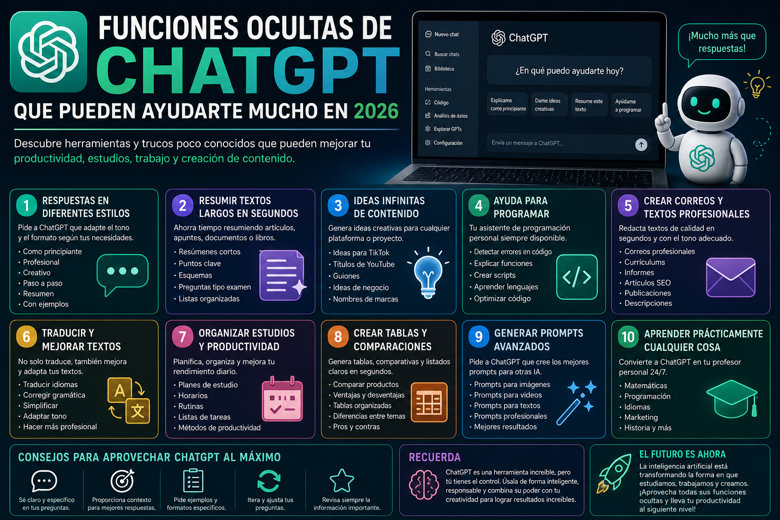 Funciones ocultas de ChatGPT que pueden ayudarte muchísimo en 2026